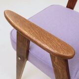 Vintage armchair in lavender wool and oak.