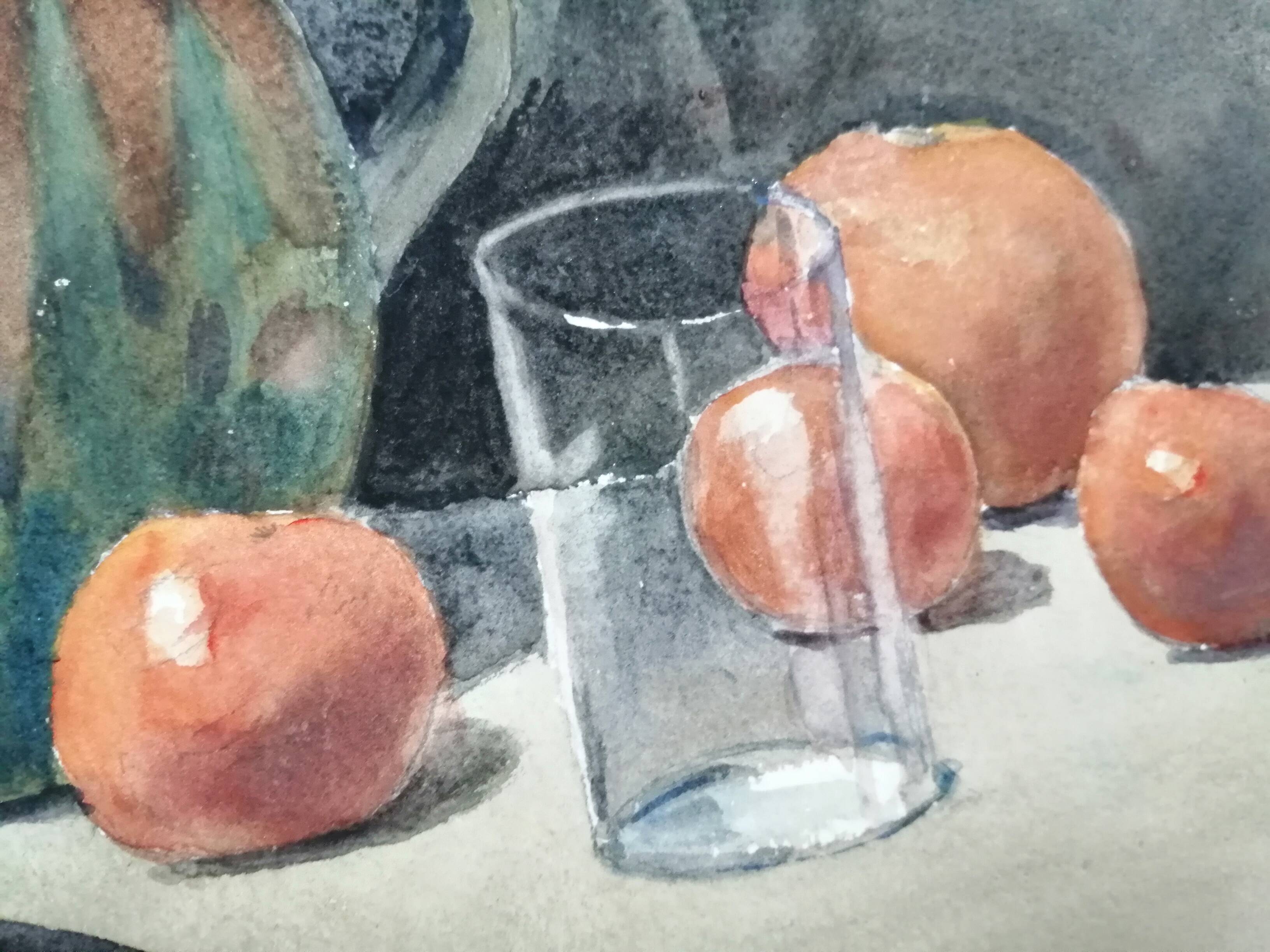 Still Life "Pottery" watercolor signed L.Roland
