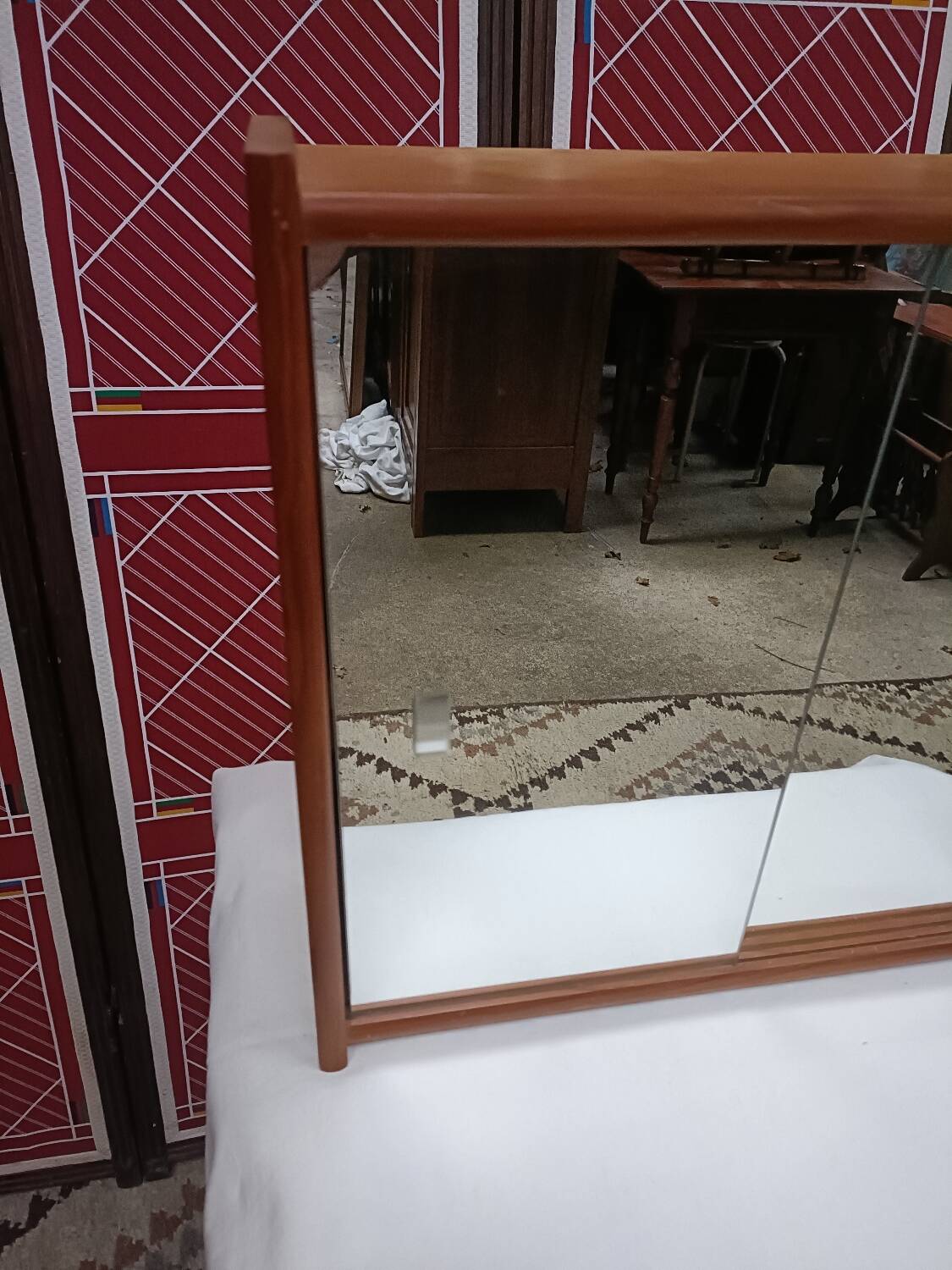 Small wall-mounted bathroom cabinet with vintage mirror doors