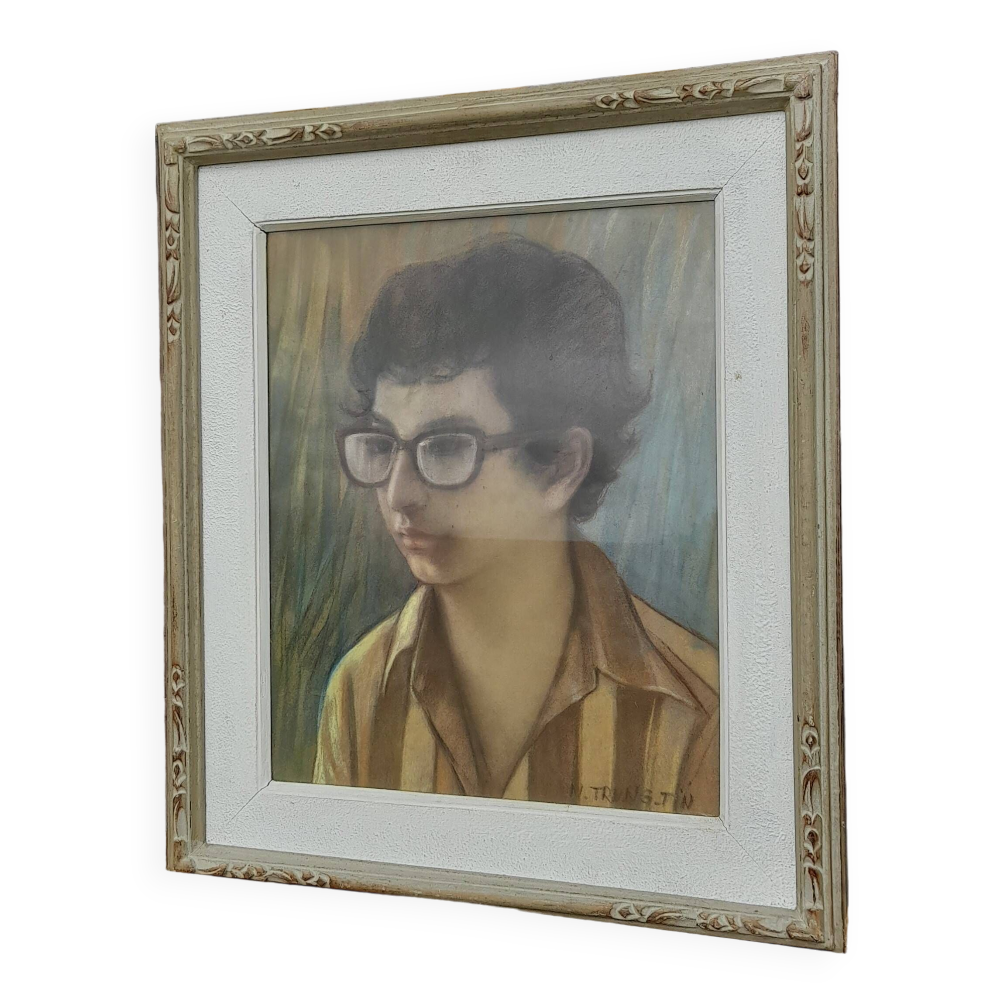 Watercolor on paper framed under glass signed N Trung Tin 61 X 53.5 cm