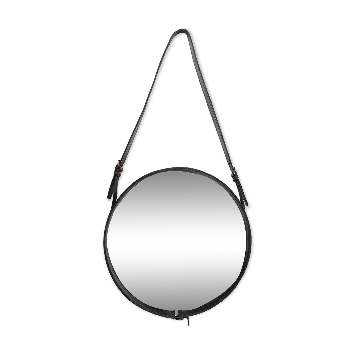 Leather strap mirror attributed to Jacques Adnet, France, 1950s.