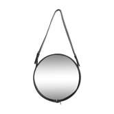 Leather strap mirror attributed to Jacques Adnet, France, 1950s.