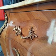 Commode ancien Louis XV marqueterie plateau marbre