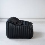 Cinna Ligne Roset Black Leather Armchair attributed to Annie Hieronimus, 1970s