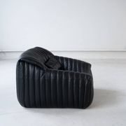 Cinna Ligne Roset Black Leather Armchair attributed to Annie Hieronimus, 1970s