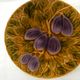 Set of 3 slip dessert plates. Fruit decor.