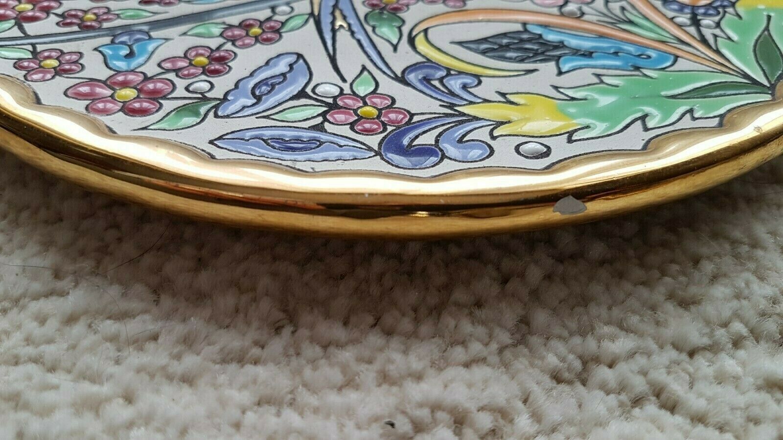 Hand-painted cearco dish with enamels and gold