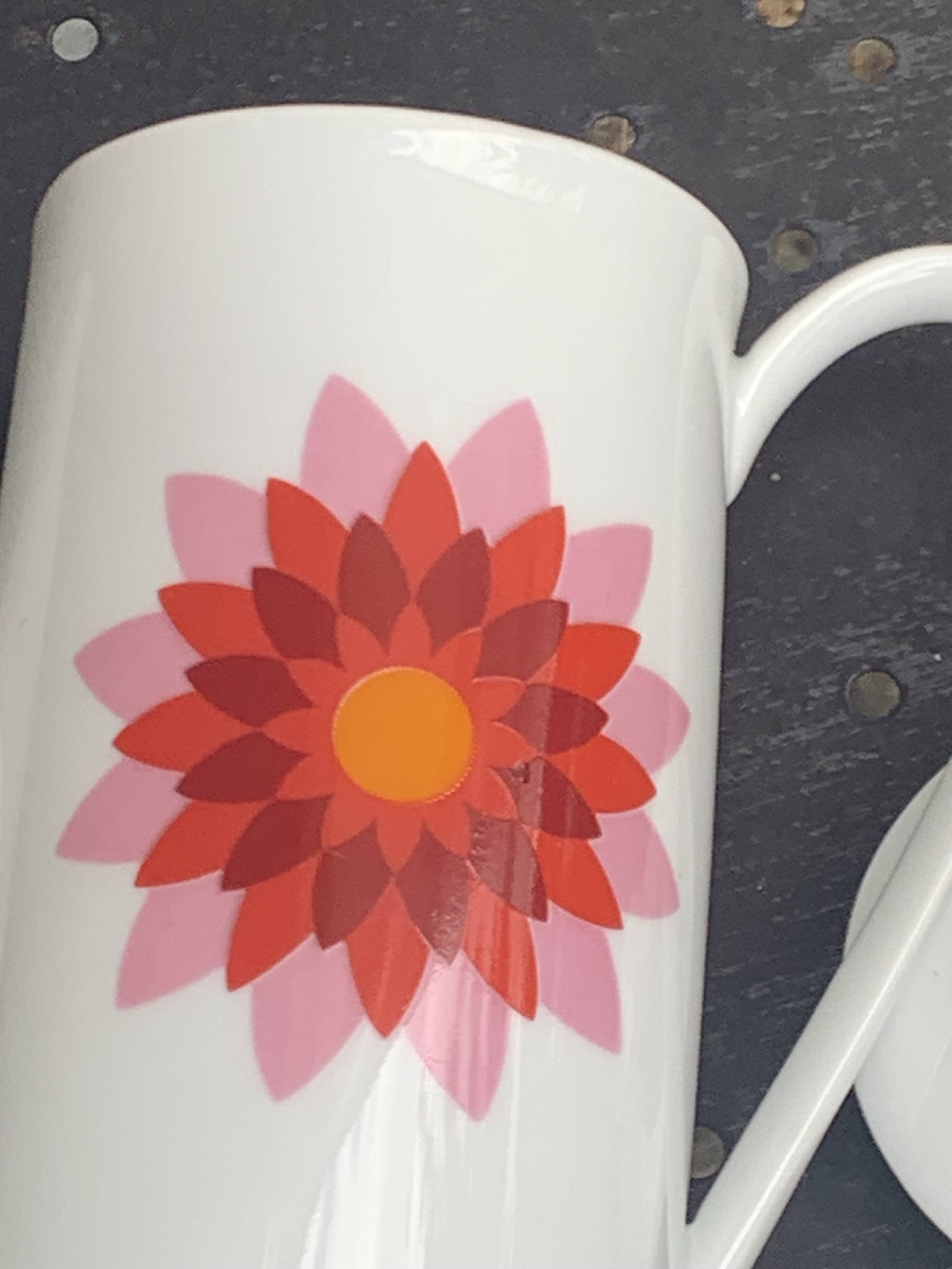 Arzberg Germany white porcelain coffee pot, numbered, designer motif