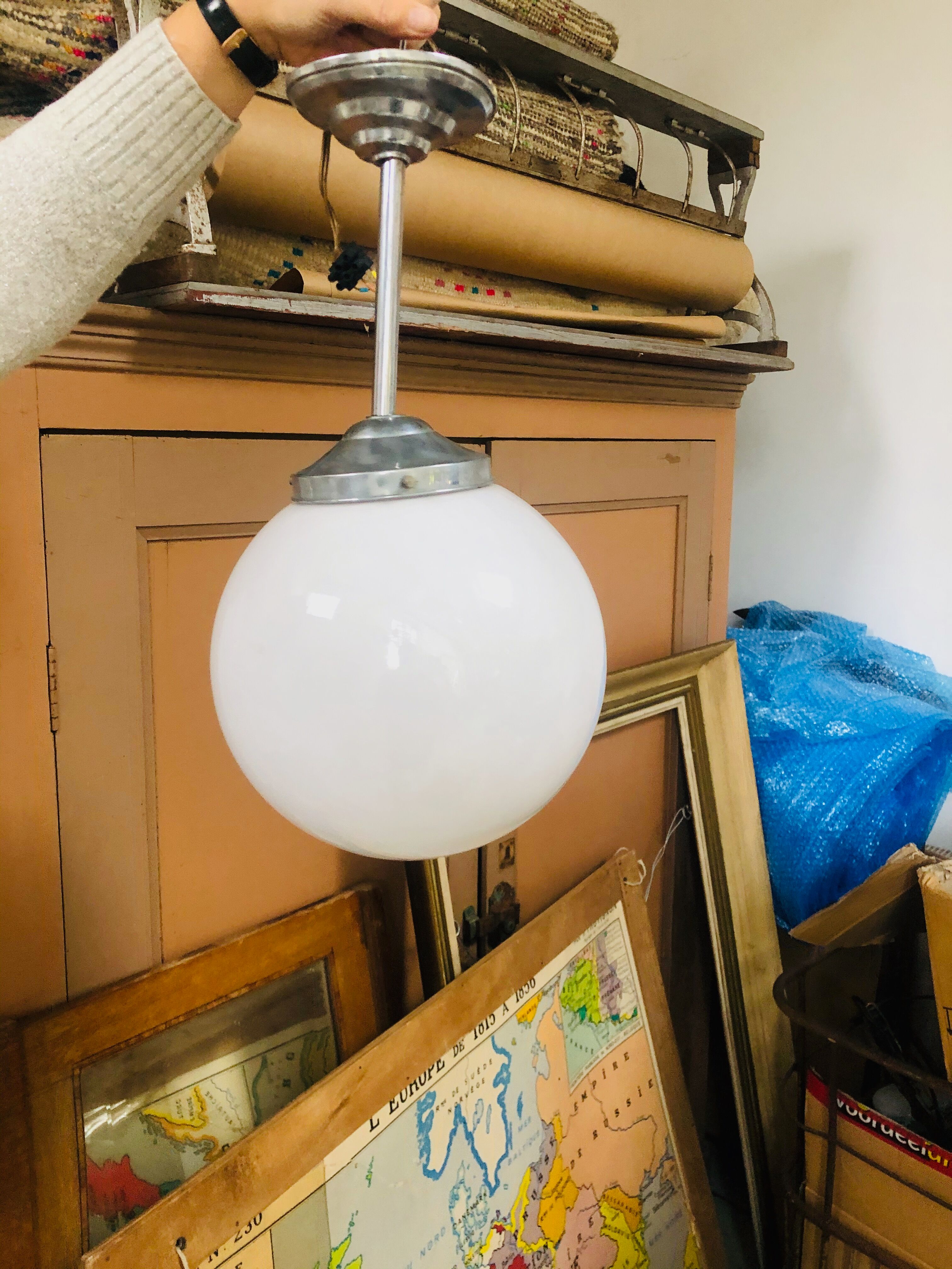Paire de suspensions boule blanche