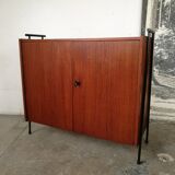 Buffet scandinave  2 portes teck, piètement échelle