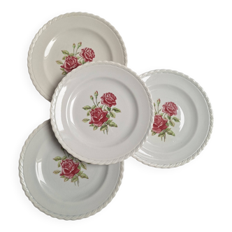 Assiettes plates fleurs vintage