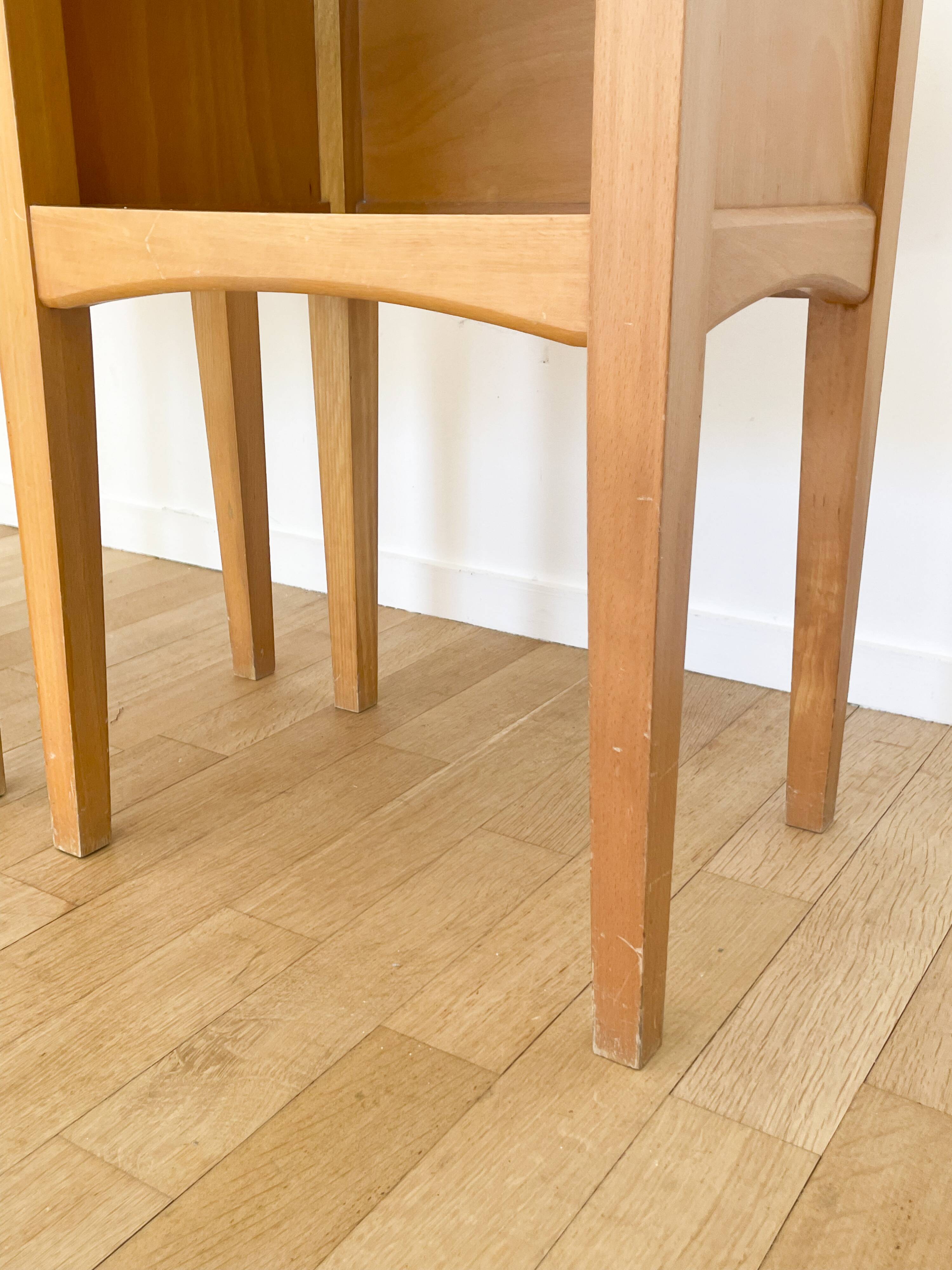 Pair of light wood bedside tables