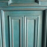 Pair Old Patinated Door Blue Aubusson Wooden Door Deco