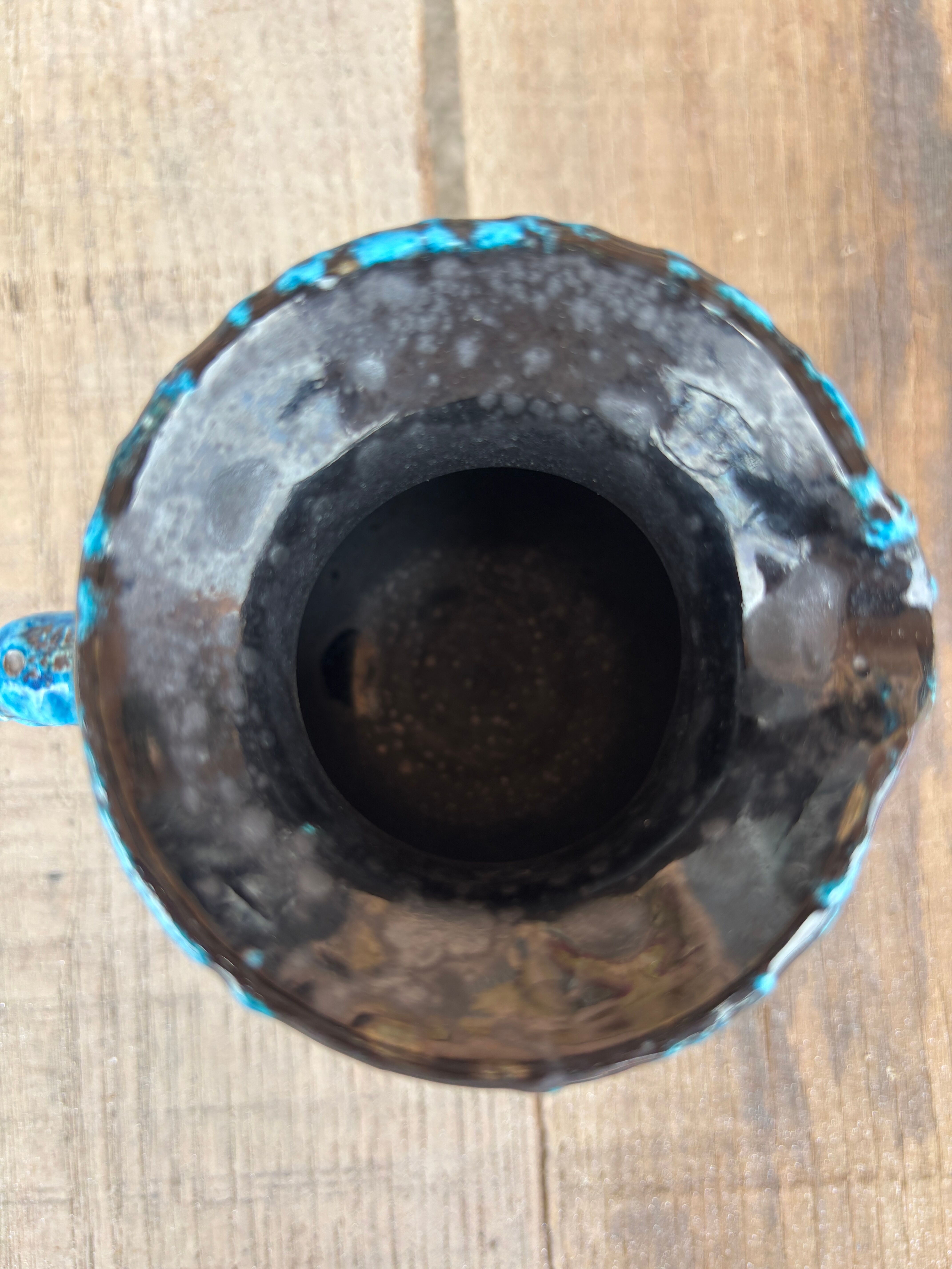 Vase style La Roue Vallauris – vintage turquoise ceramic