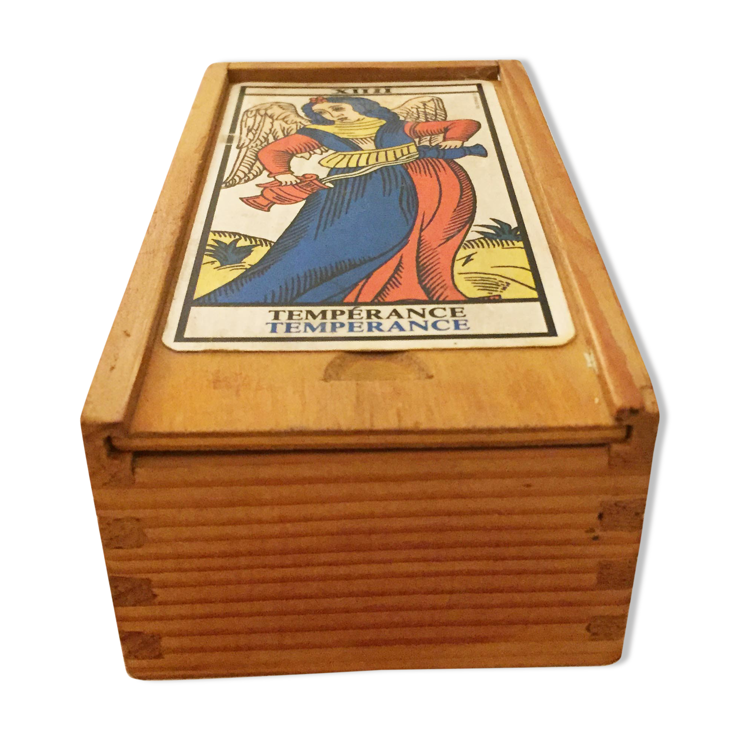 Tarot deck and wooden box therein