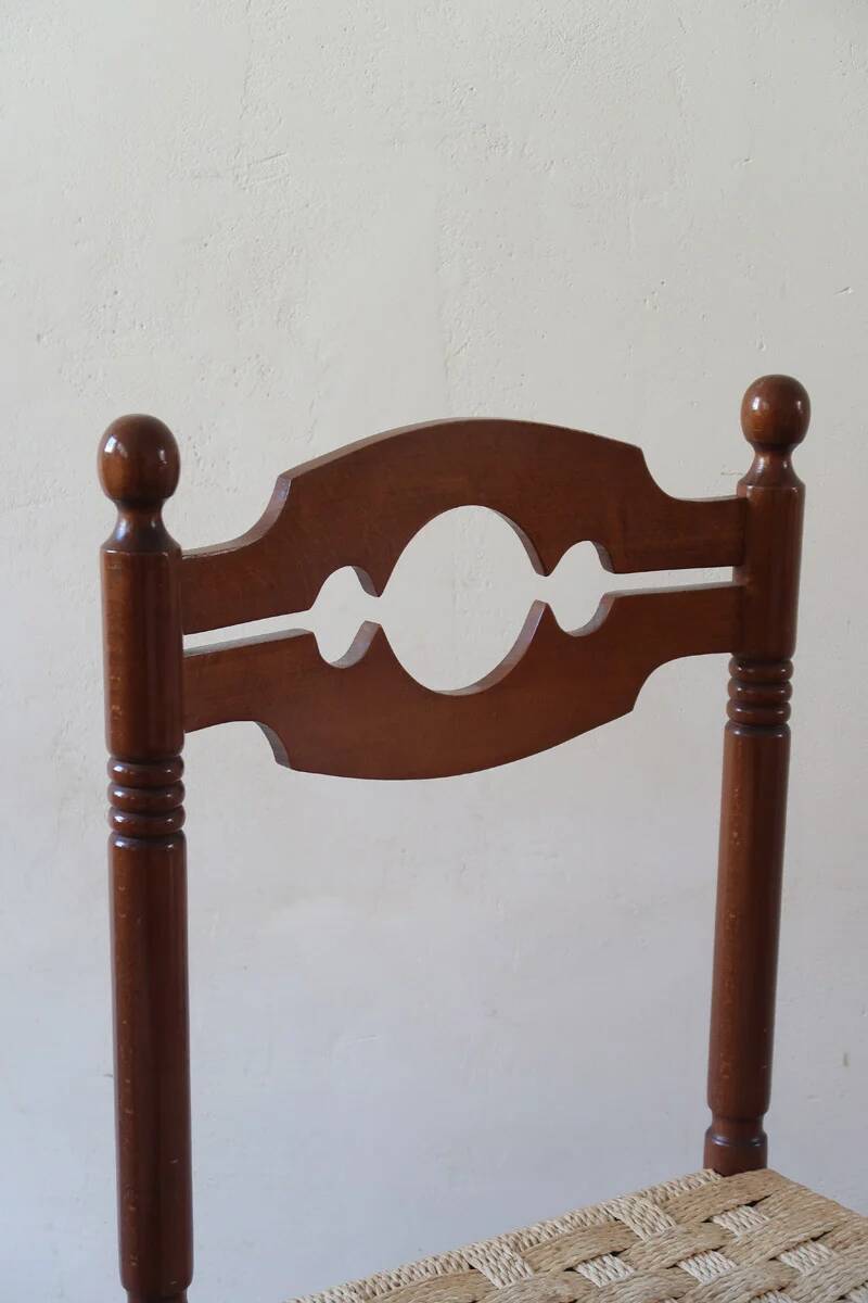 2 chaises rustiques vintage en bois tourné, années 70