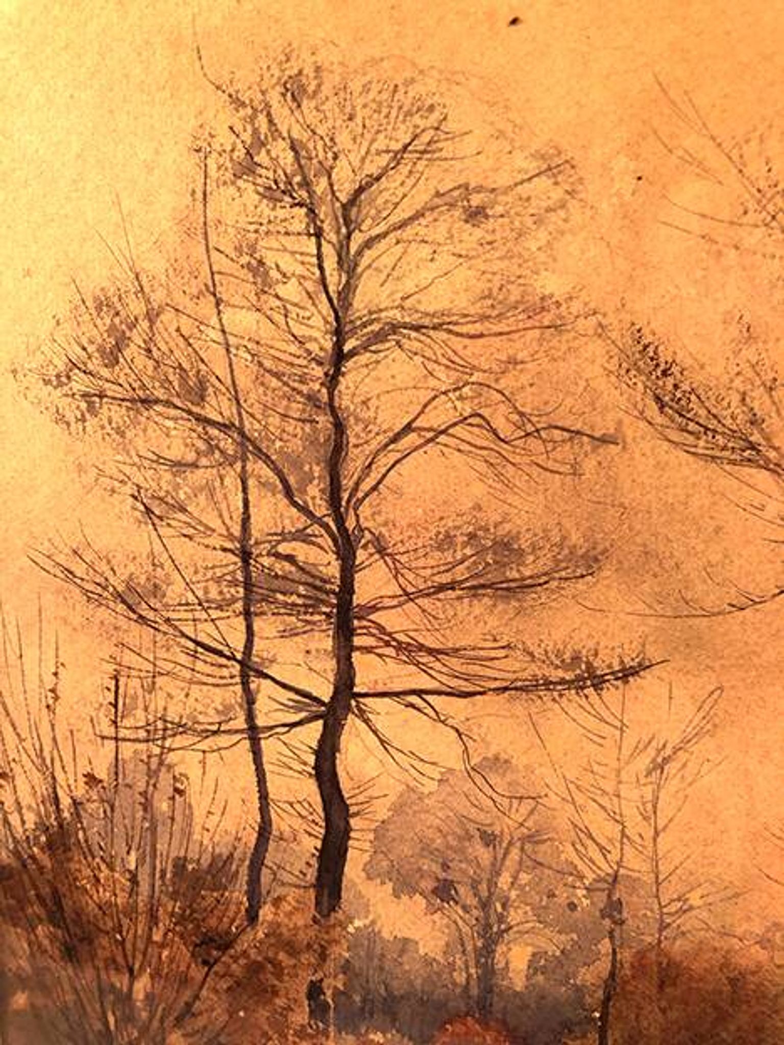 Louis Tauzin (1842-1915), “Landscape at the river” watercolor signed and framed