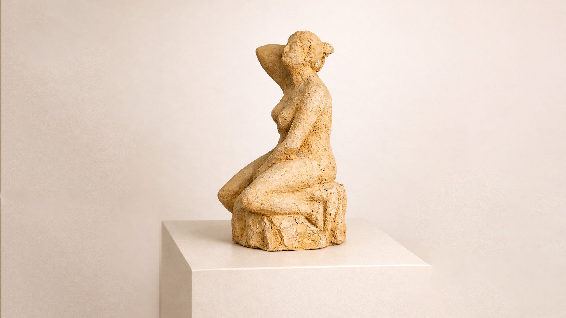 Sculpture en terre cuite – Femme nue assise 1980