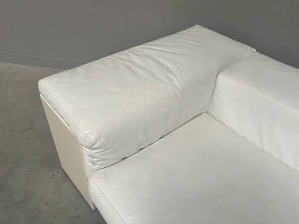 Canapé Brigadier Knoll en cuir blanc, années 1980
