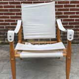 Fauteuil safari vintage 1960 Danemark avec toile design minimaliste