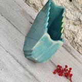 Grand Cache pot vase en céramique bleu et jaune