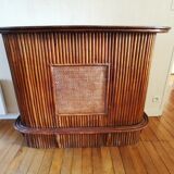 Wicker rattan counter bar 1970