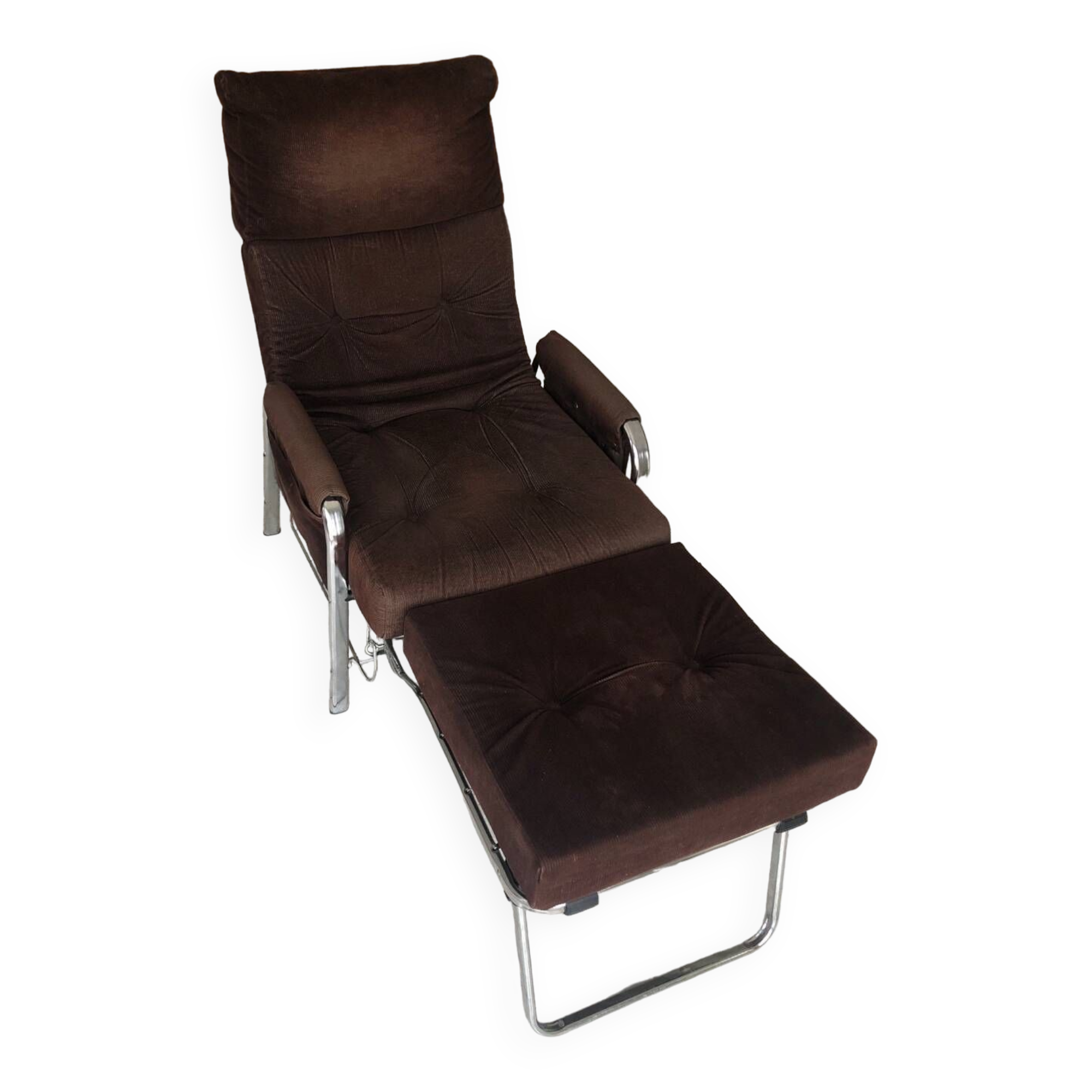 Vintage chocolate corduroy morris system deckchair