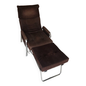 Morris system deck chair in vintage chocolate corduroy