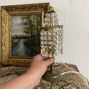 Lamp with pendants and gilded brass, H 30 cm
