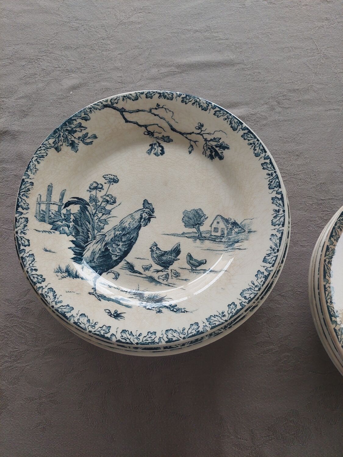 Terre de Fer Gien model Coqs set