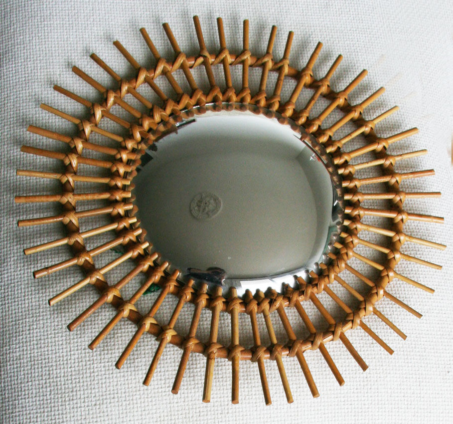 Mirror witch setting sun rattan 1960
