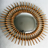 Mirror witch setting sun rattan 1960