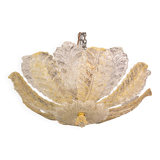 Murano Glass Gold and Transparent Leaves Chandelier or Flush Mount, 1970s