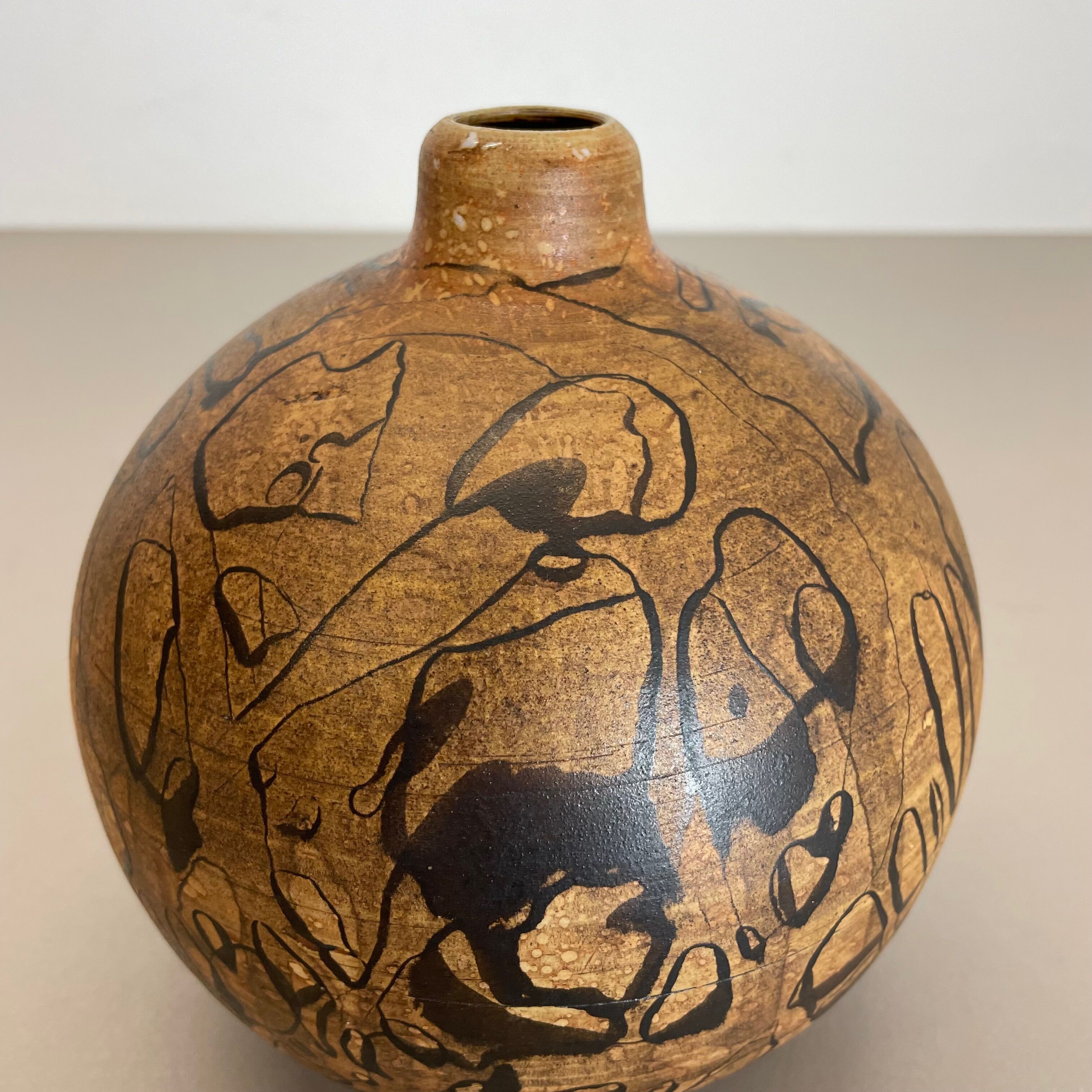Vase en poterie d’atelier en céramique abstraite par Gerhard Liebenthron, Allemagne, années 1970