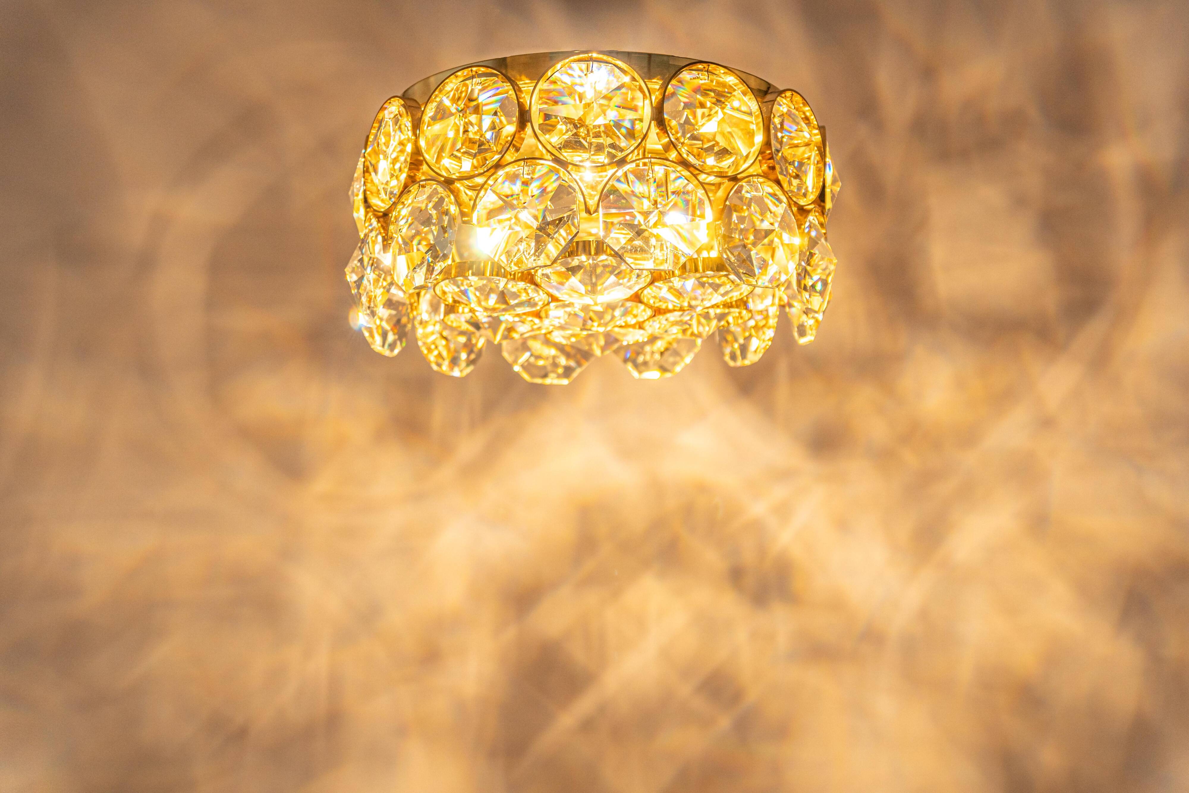 Recessed ceiling lamp, crystal glass design Palwa, Germany, 1970s