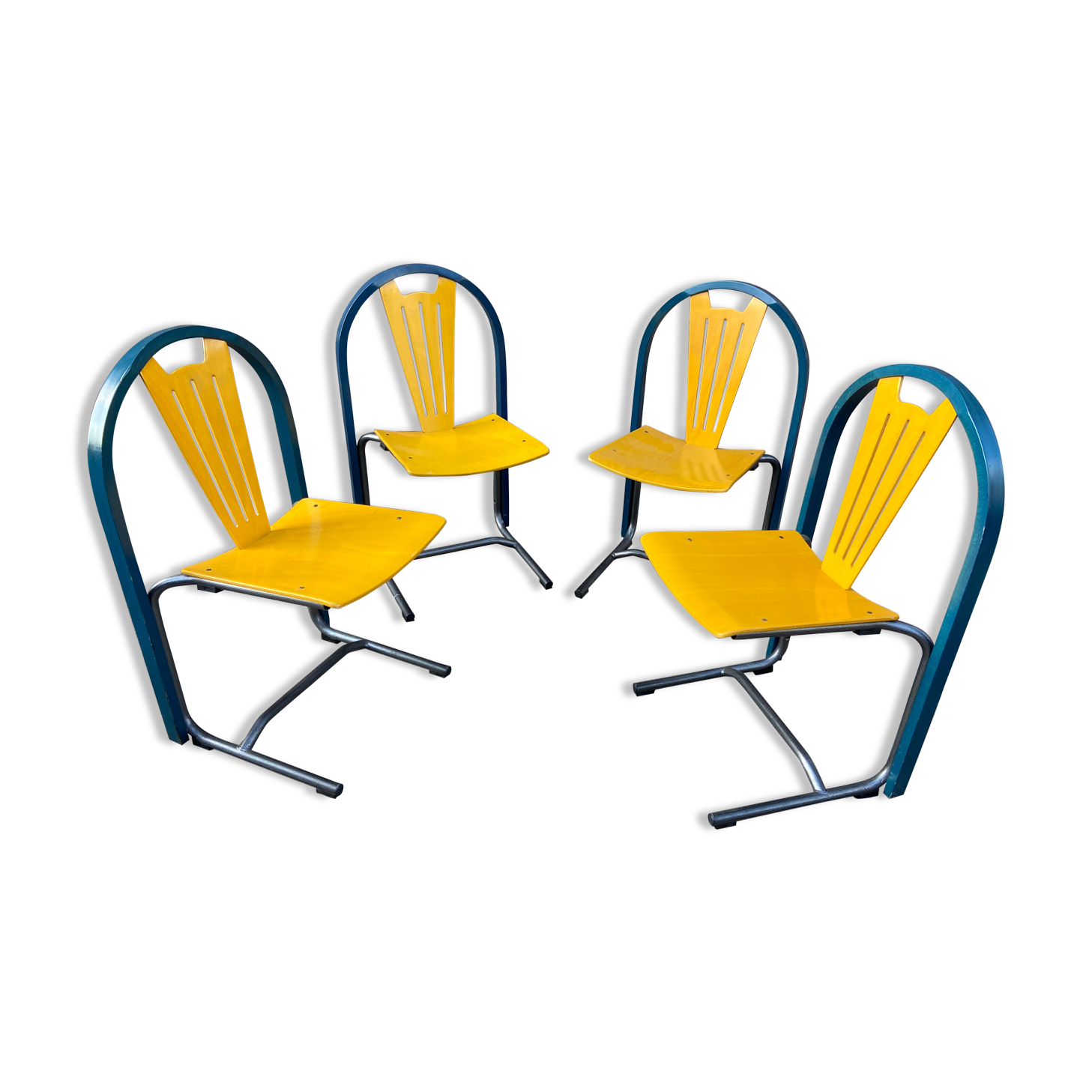 Set of 4 vintage chairs design lounge by Baumann, 1980-90s