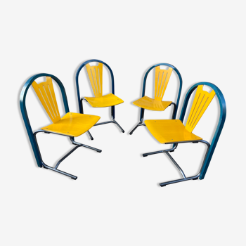 Set de 4 chaises vintage design lounge par Baumann, années 1980-90s