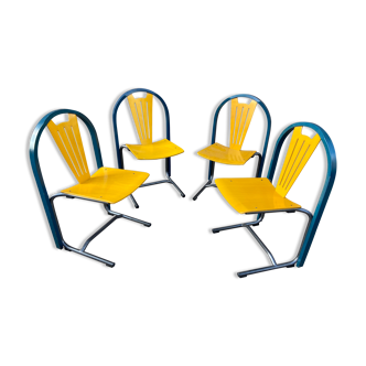Set of 4 vintage chairs design lounge by Baumann, 1980-90s