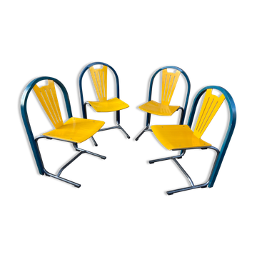 Set de 4 chaises vintage design lounge par Baumann, années 1980-90s