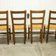 Lot de 4 chaises bois et paille 1950 chêne massif et assise paillée