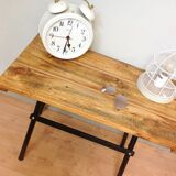 Table d'appoint en bois et metal style industriel années 60-70