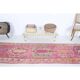 1970s Turkish Hand-Knotted Wool Cotton Pink Runner 87x294