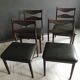 4 vintage teak dining chairs, dark green