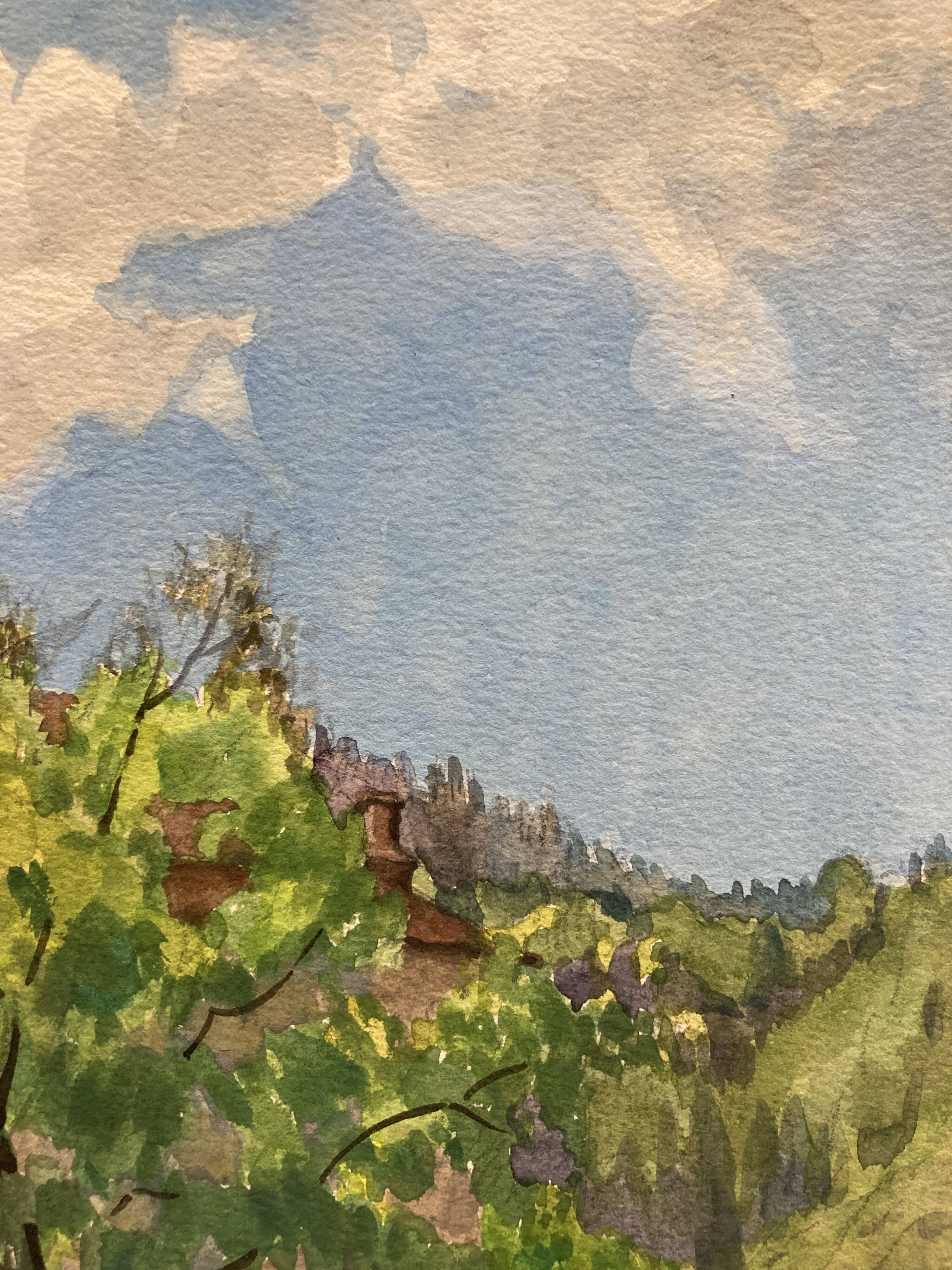 Watercolor vintage landscape