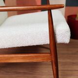 Vintage Lounge Chair White Bouclè Mid Century Design