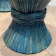 Pair of Bamboo Side Tables in the Shape of a Wheat Sheaf. Turquoise Lacquered.