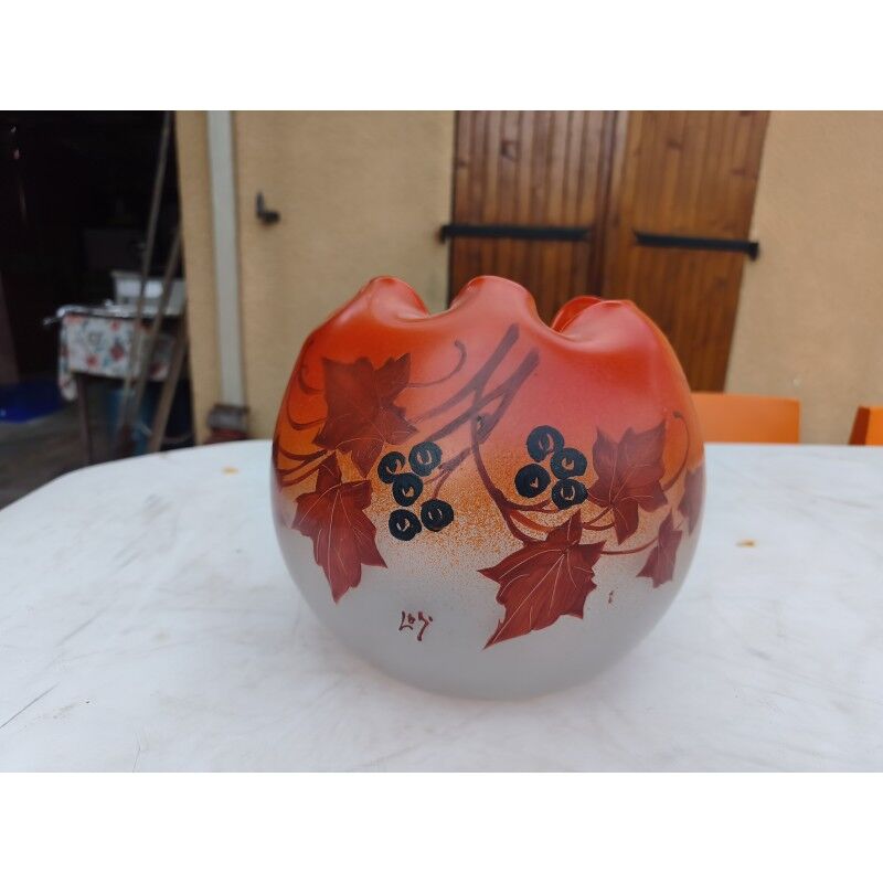 Round vase in glass paste by Legras, Nancy School