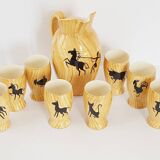 Service a orangeade grandjean jourdan vallauris ceramic faux-wood 1950 vi