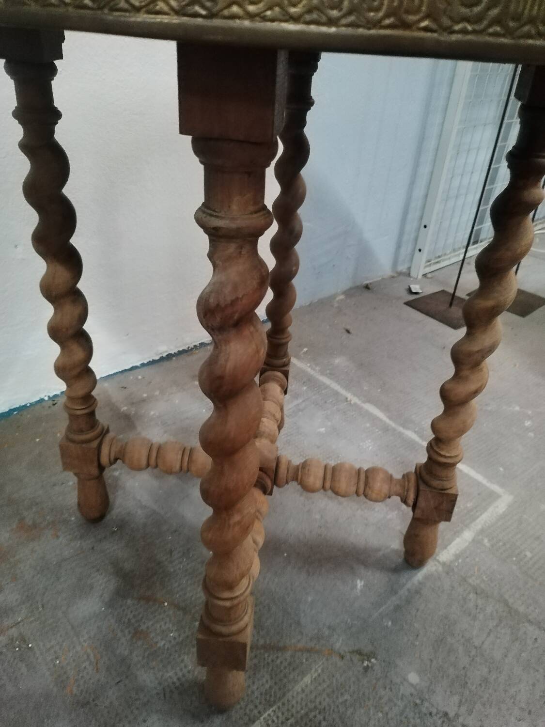 Brass side table with turned legs