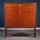 Teak Drum Cabinet with Brass Handle, Denmark, 1960s